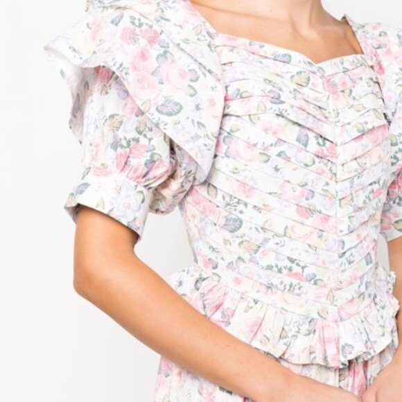 💕LAURA ASHLEY x BATSHEVA💕 Eden Dress ~ Quartet Cream Floral Print 2 NWOT - Picture 9 of 16